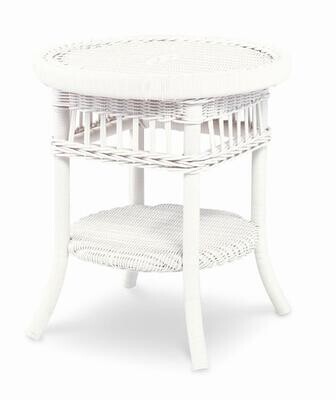 Wicker Side Table with Tempered Glass