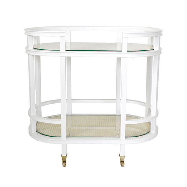 White wood bar cart