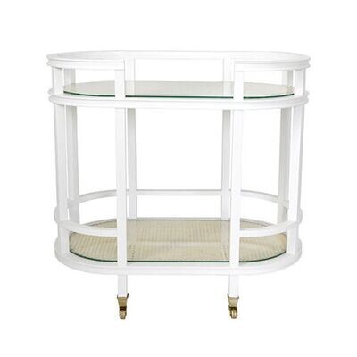 White wood bar cart