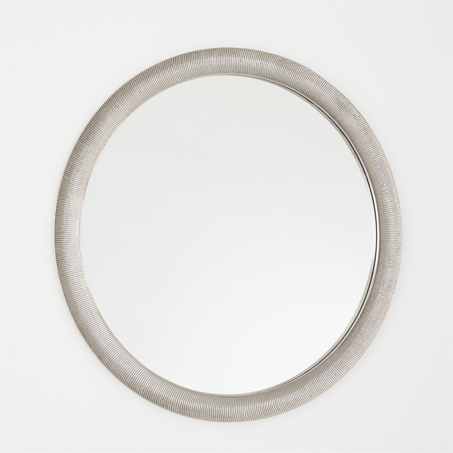 Antique Nickel Round Ribbed Mirror