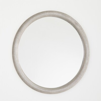 Antique Nickel Round Ribbed Mirror