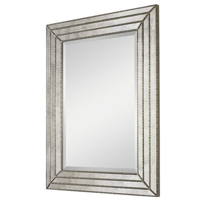 Burnished Silver 47" x 35" Contemporary Wall Mirror