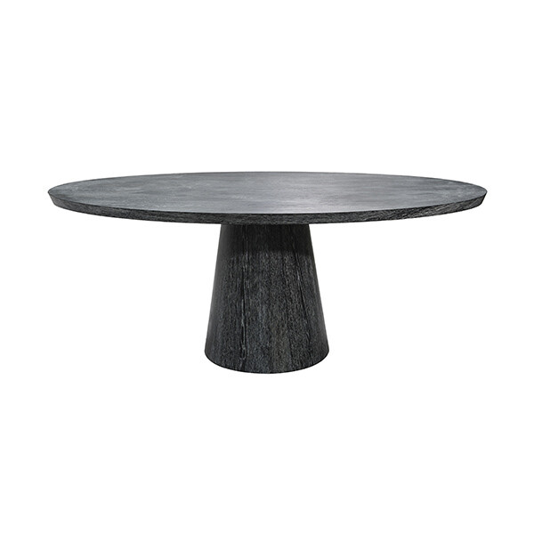 Black Cerused Oak Oval Dining Table, Color:: Black