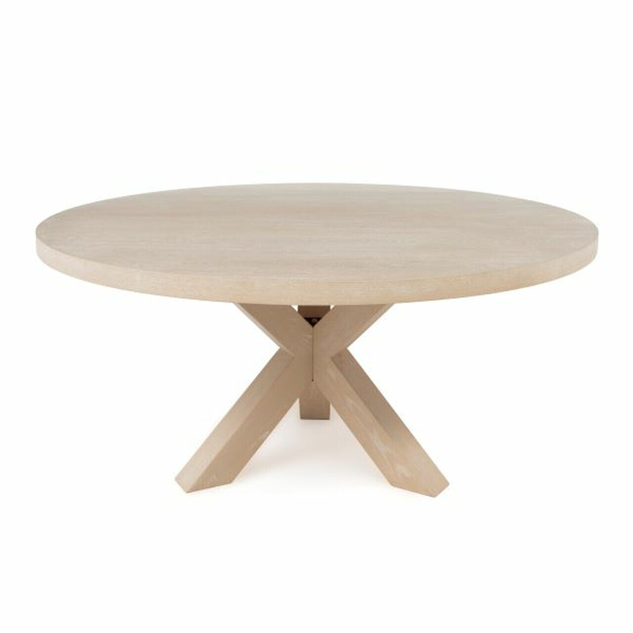 60" Round Cerused Oak Table, Color:: Natural Cerused