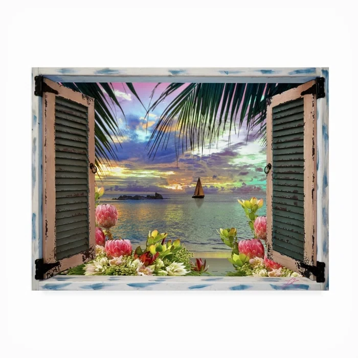 Tropical Window All-Weather Wall Decor - 47" W x 35" H