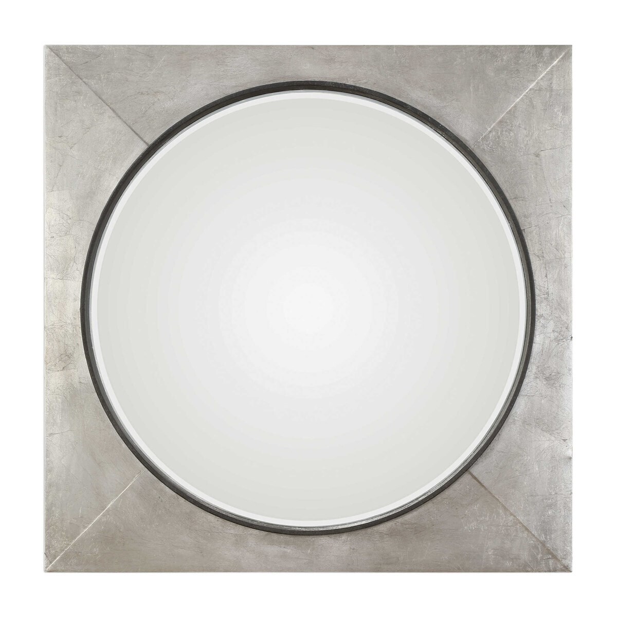 40" Square Large Beveled Wall Mirror - Metallic Silver Leaf