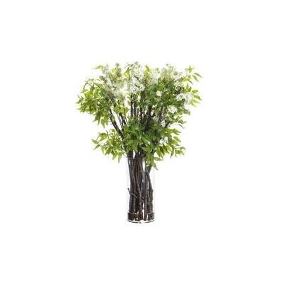 Lilac/Twig in Cylinder Glass Vase