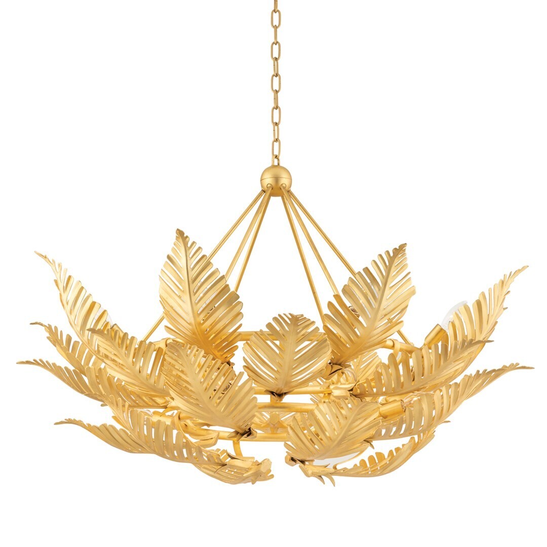 Tropicale 12-Light Large Chandelier in Gold Leaf