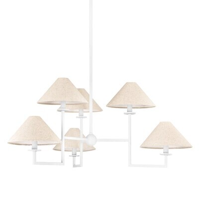 Gladwyne Textured White 6 Light  Sculptural Chandelier