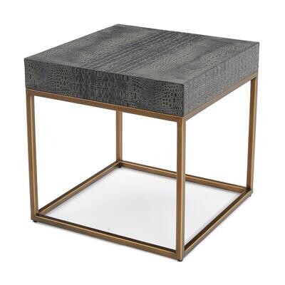 Greystoke Black Faux Crocodile 22" Wide Square End Table