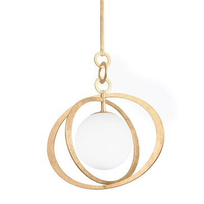 Opal Globe with Gold Sphere Pendant Light