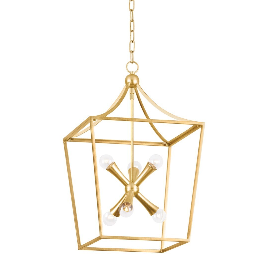 Vintage Gold Leaf 6-Light Lantern Pendant