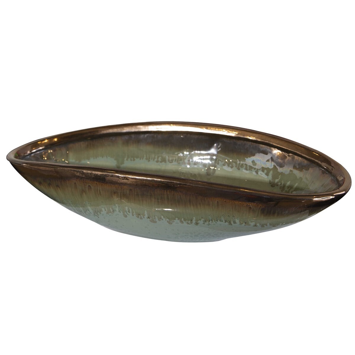 Aqua/Mint Earthenware Bowl, 16" Long