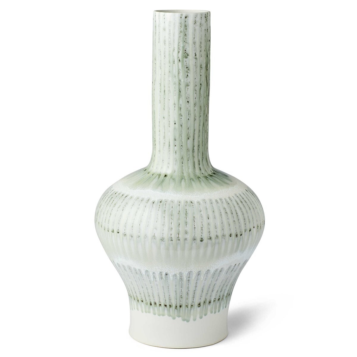 Tall Glazed Sage & Silver Vase