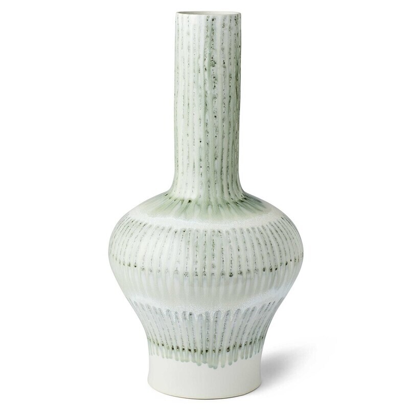 Tall Glazed Sage & Silver Vase