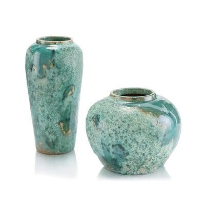 Set of Two Sea Foam Vases