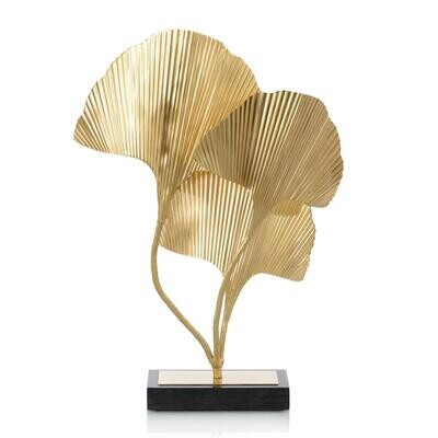 Ginkgo Leaf Brass 2-Light Torchiere Lamp
