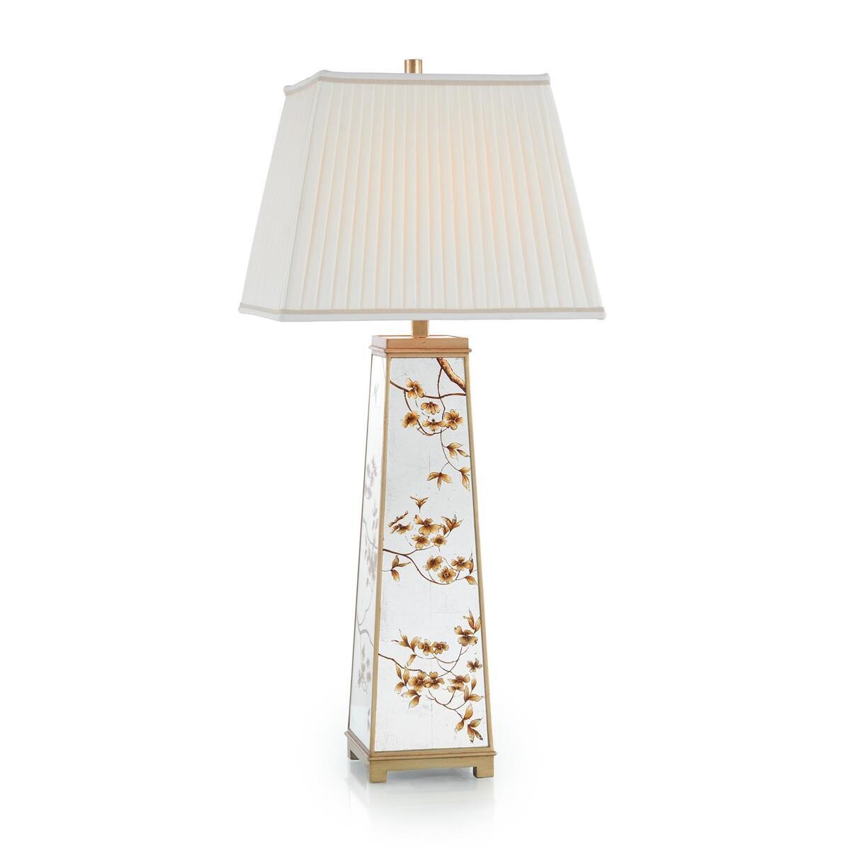 Hand-Painted Dogwood Églomisé Elegance Table Lamp