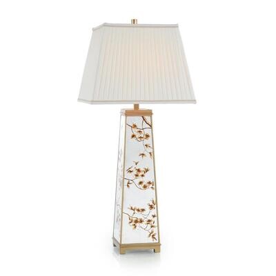 Hand-Painted Dogwood Églomisé Elegance Table Lamp