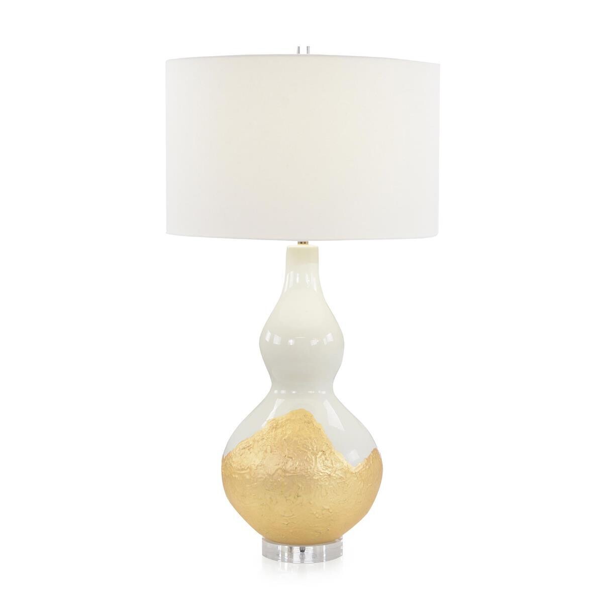 Double Gourd Table Lamp in Glossy White and Gold