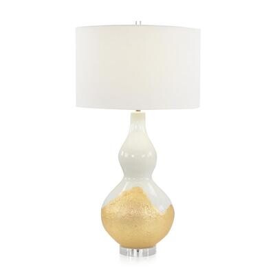 Double Gourd Table Lamp in Glossy White and Gold