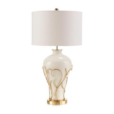 Polished Brass and White Flame Table Lamp