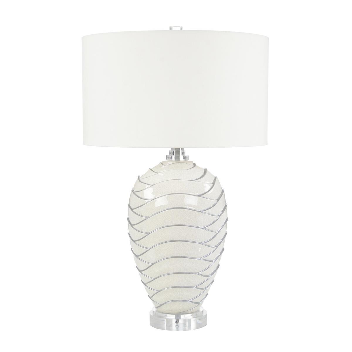 Platinum Silver Ceramic Urn Table Lamp
