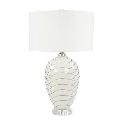 Platinum Silver Ceramic Urn Table Lamp