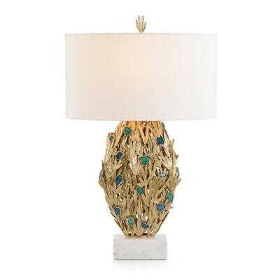 Embellished Fronds Brass Leaf Table Lamp