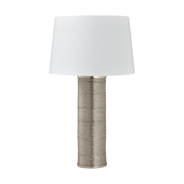 Cylindrical Satin Nickel Table Lamp