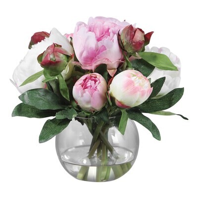 Fresh Peonies in Faux Water