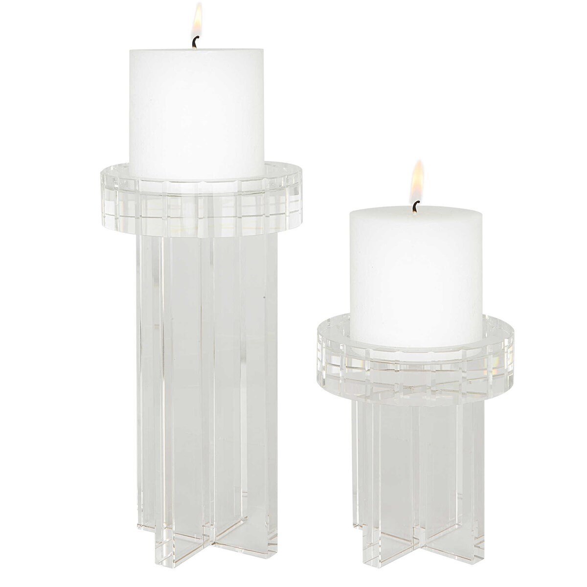 Crystal 2-Piece Pillar Candle Holder Set