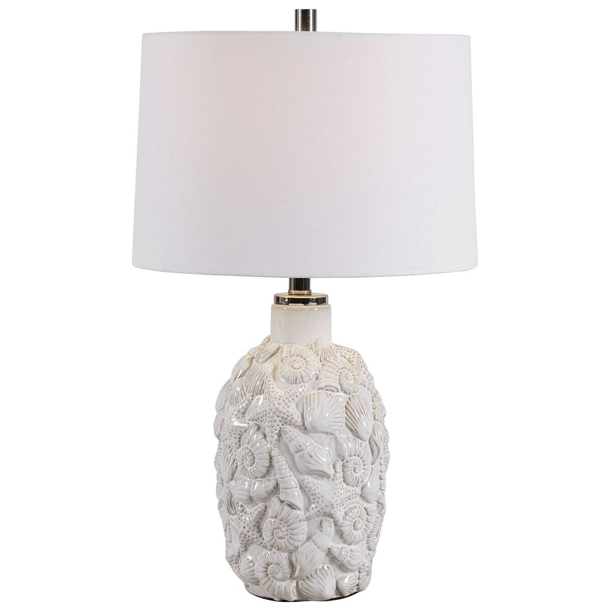Coastal White Seashell Table Lamp