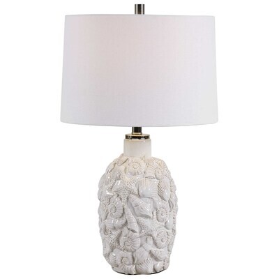 Coastal White Seashell Table Lamp