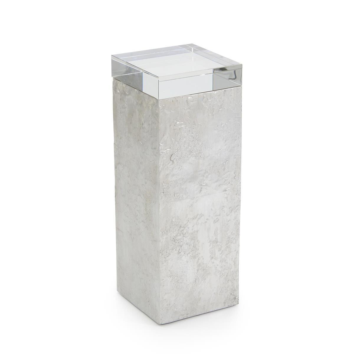 Square Pedestal Table - 8'' Wide Silver Leaf