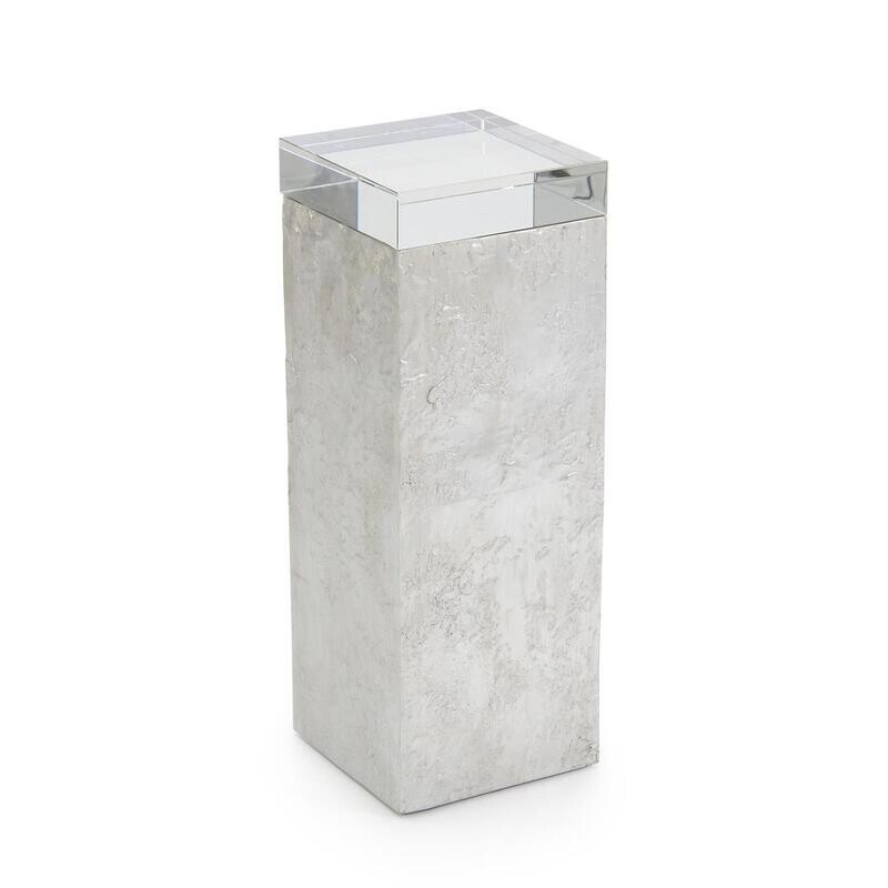 Square Pedestal Table - 8'' Wide Silver Leaf Square Pedestal Table - 8'' Wide Silver Leaf