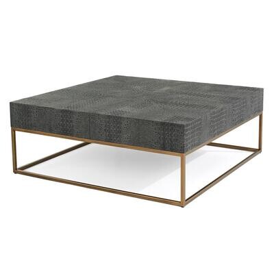 Modern Black Faux Crocodile Square Cocktail Table