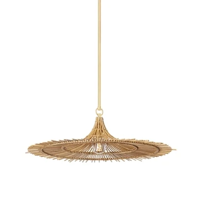 Costa Mesa Rattan Chandelier in Vintage Gold Leaf