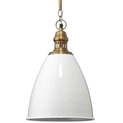 Antique Brass and White Lacquer Mini Pendant