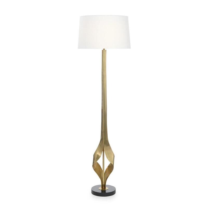 Graceful Polished Brass Floor Lamp