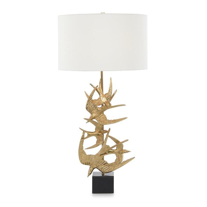 Swallows in Flight Brass Lamp