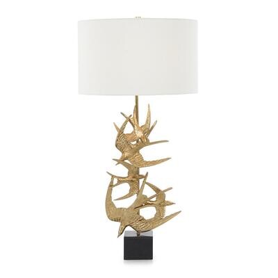 Swallows in Flight Brass Lamp