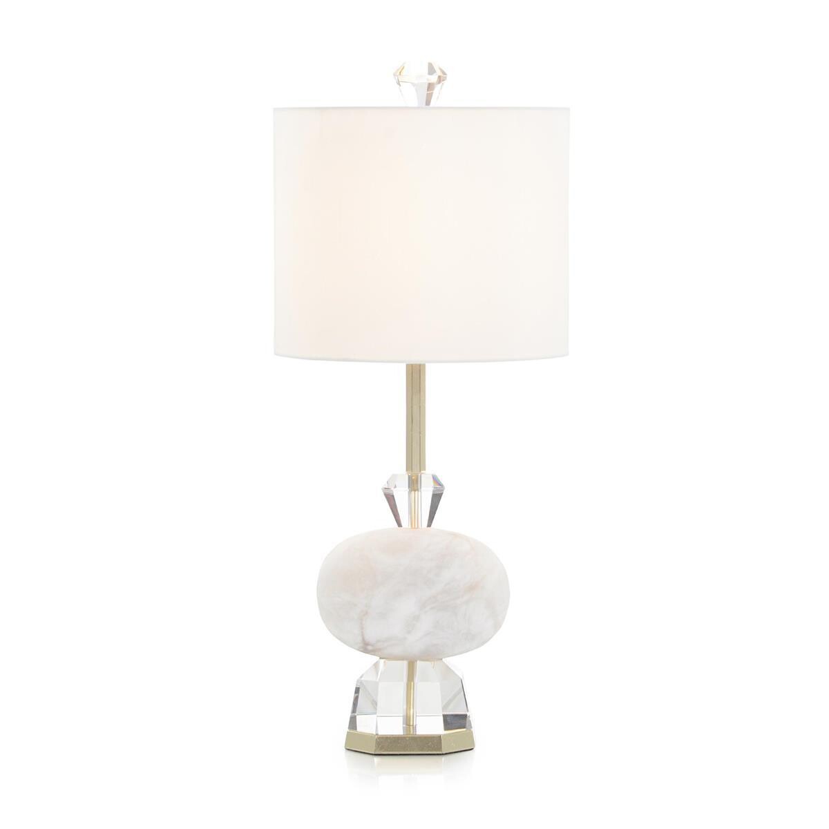 Oval Alabaster and Cut Crystal Table Lamp