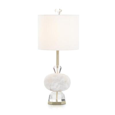 Oval Alabaster and Cut Crystal Table Lamp