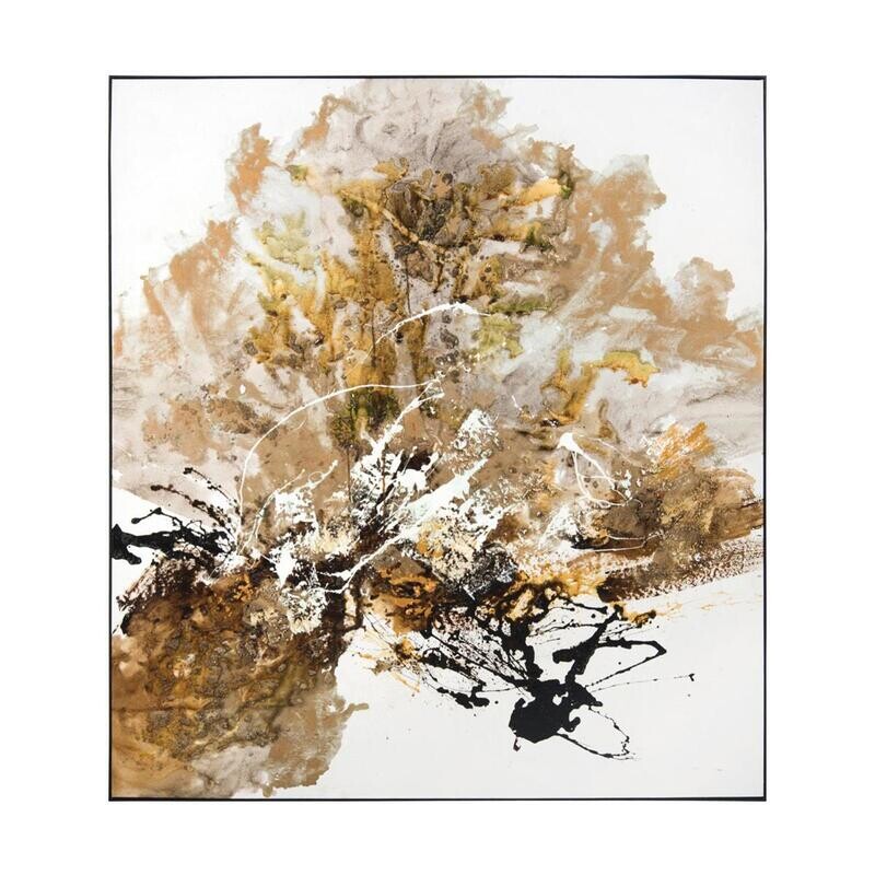 Chen Qi's Gilt and Charcoal Abstract Wall Art