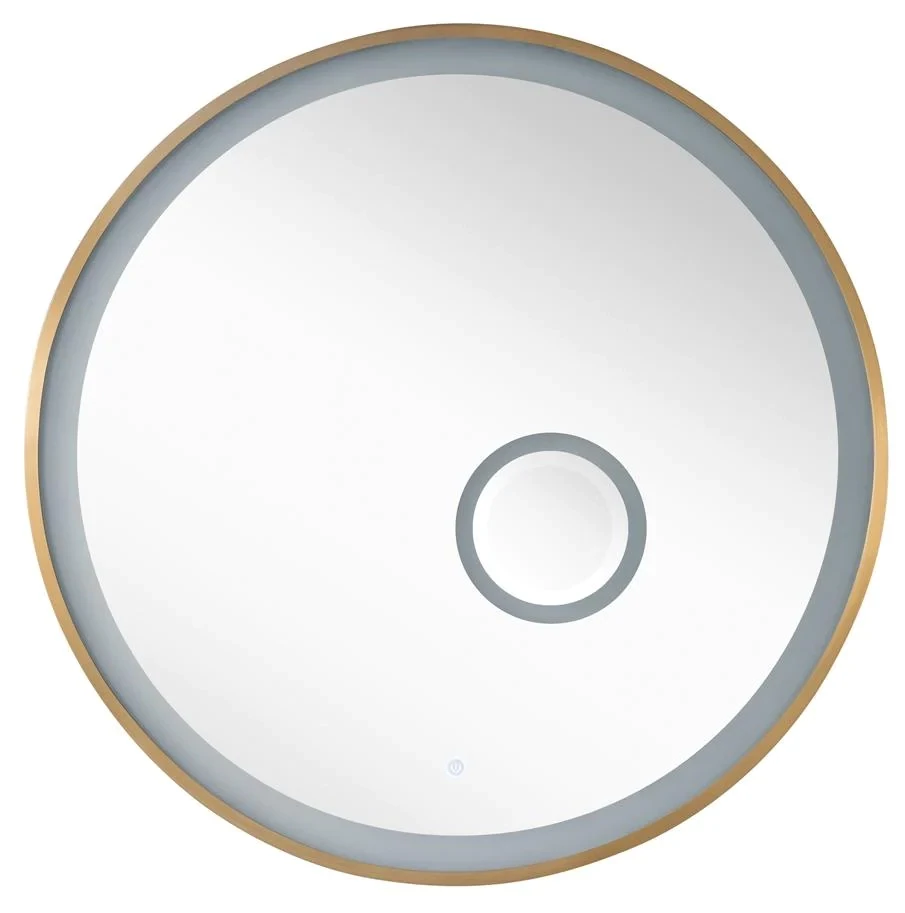 Radiance 36" Round LED Wall Mirror in Brushed Gold