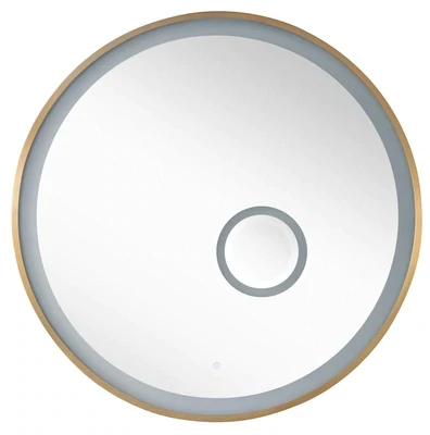 Radiance 36" Round LED Wall Mirror in Brushed Gold