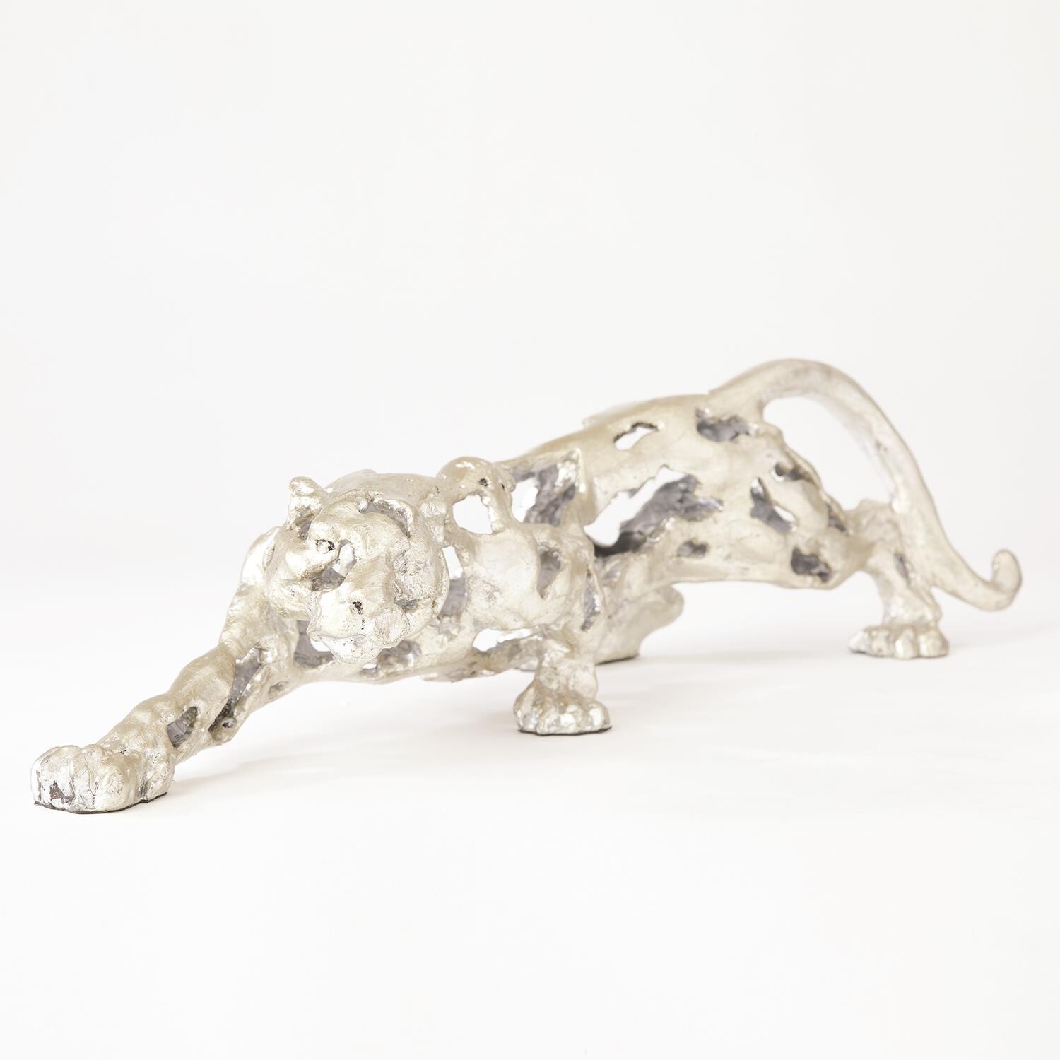 Deconstructed Jaguar Sculpture -Silver Leaf