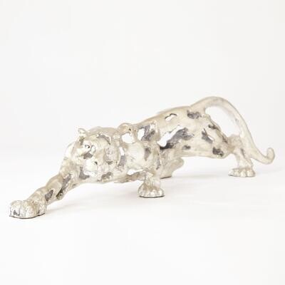 Deconstructed Jaguar Sculpture -Silver Leaf