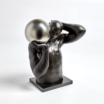 Shot Put Sculpture - Cast Iron on Black Granite
